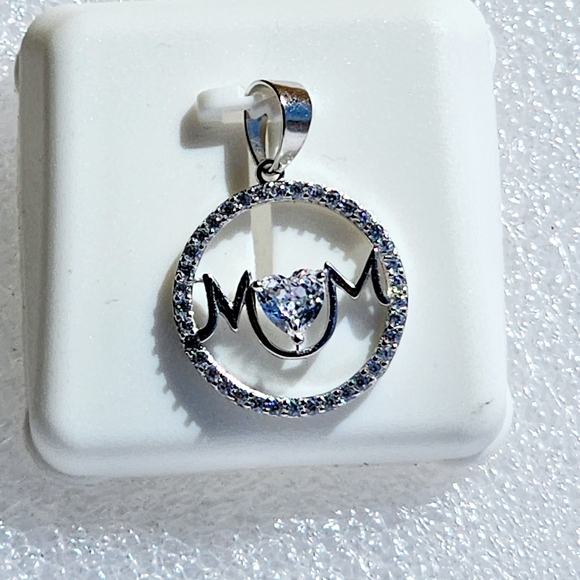 Women's Sterling Silver 925 Heart Mom Pendant - Picture 3 of 5